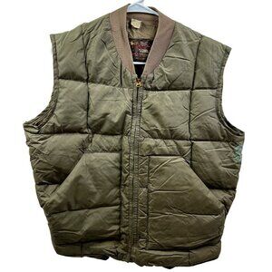 Vintage WALLS Blizzard-Pruf Men's Down Insulated Vest Olive Green Puffer Outerwe